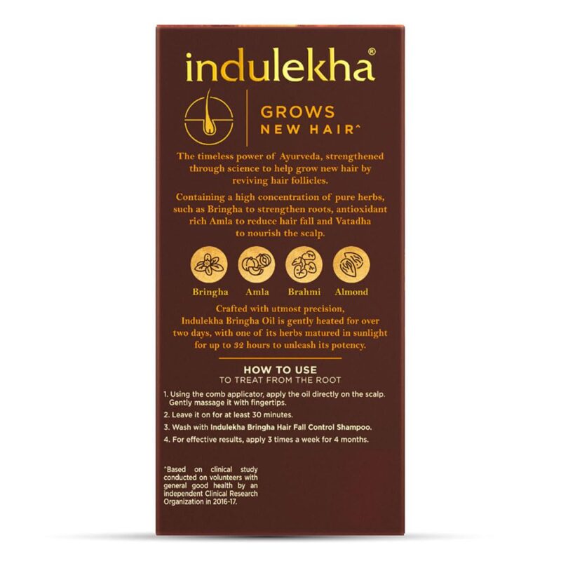 Indulekha Bringha Ayurvedic Hair Oil 100 ml|| Hair Fall Control and Hair Growth with Bringharaj & Coconut Oil - Comb Applicator Bottle for Men & Women - Image 7