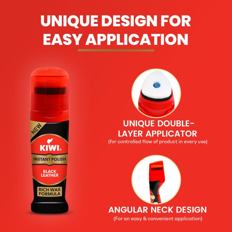 4x Kiwi Instant Polish - Black Leather 75ml each - Pack of 4 - Image 3
