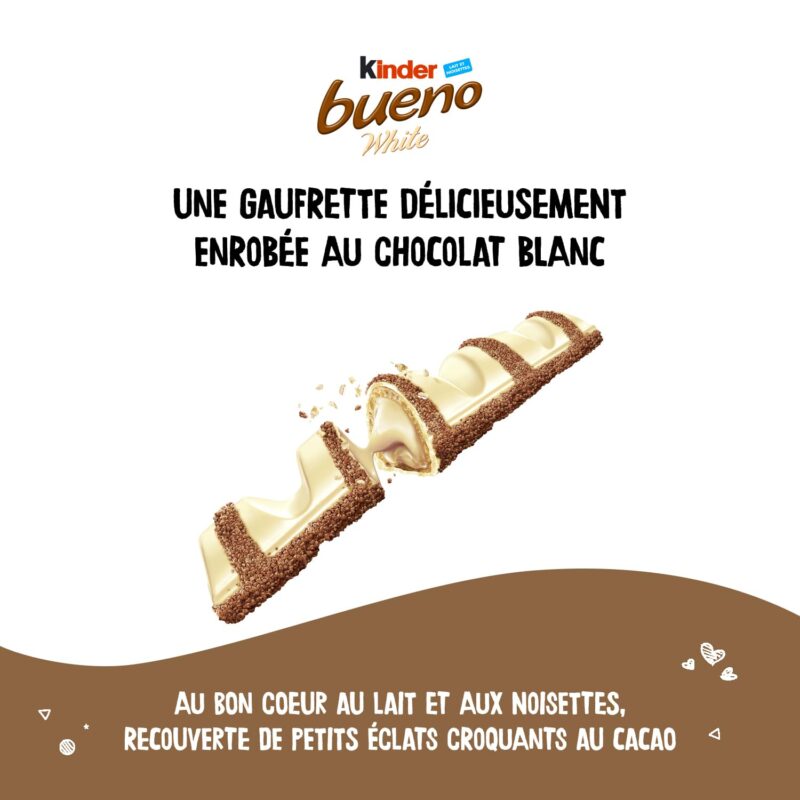 Kinder Bueno White Chocolate with Hazelnut (Pack of 3)*39g - Image 6