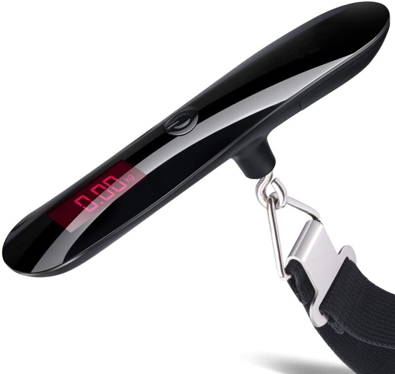 EzLife ELS-2021 Luggage Scale, 50 KG Travel Scale, Digital Scale with Backlight LCD Display, High Precision Hanging Scale, Portable Luggage Scale for Travel, Household, Outdoor (Black & Red)