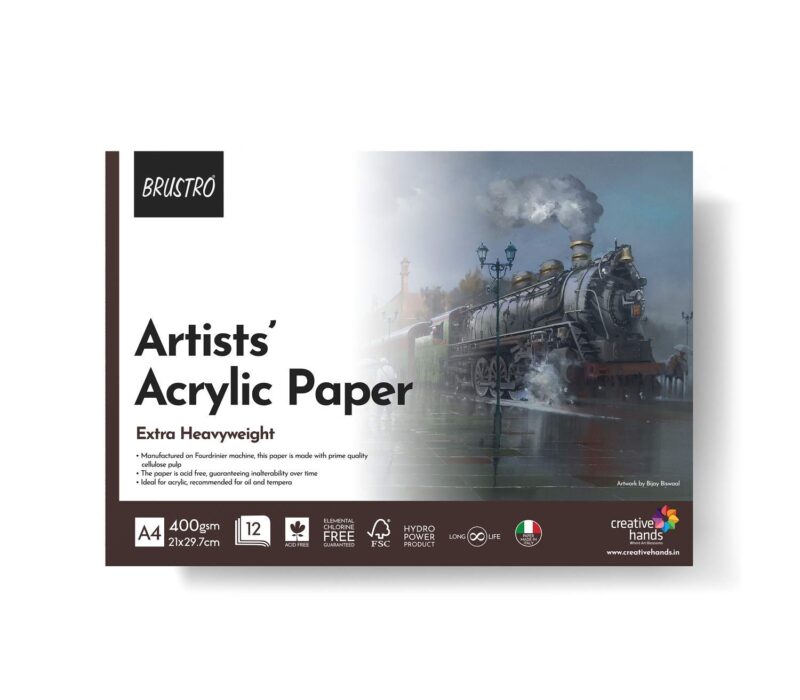 BRUSTRO Artists' Acrylic Glued Pad 400 GSM, A4-12 Sheets - Image 2