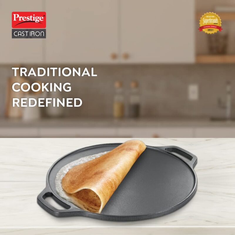 Prestige 30 cm Cast Iron Dosa Tawa|Super Durable(Lasts for Generation)|Retains Heat for Long|10 Years Warranty - Image 5