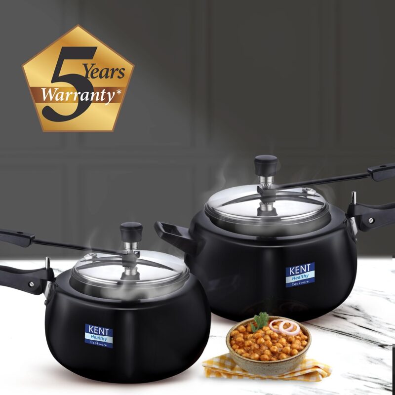 KENT Hard Anodised Cooker With Ss Inner Lid | 3 Litre | Suitable For Induction | 5 Years Warranty | Black - Image 3