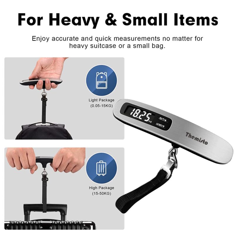 Themisto TH-WS10 Digital Luggage Scale with Target Value Setting (50kg), Silver - Image 7