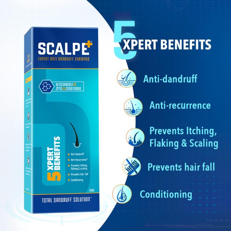 Scalpe+ Expert - Bottle of 75ml Anti Dandruff Shampoo for Men and Women with Ketoconazole and ZPTO - Image 6