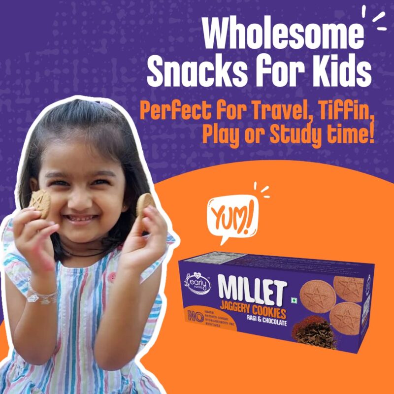 Early Foods Ragi Choco Jaggery Cookies - Kids Snack, 130 g - Image 2
