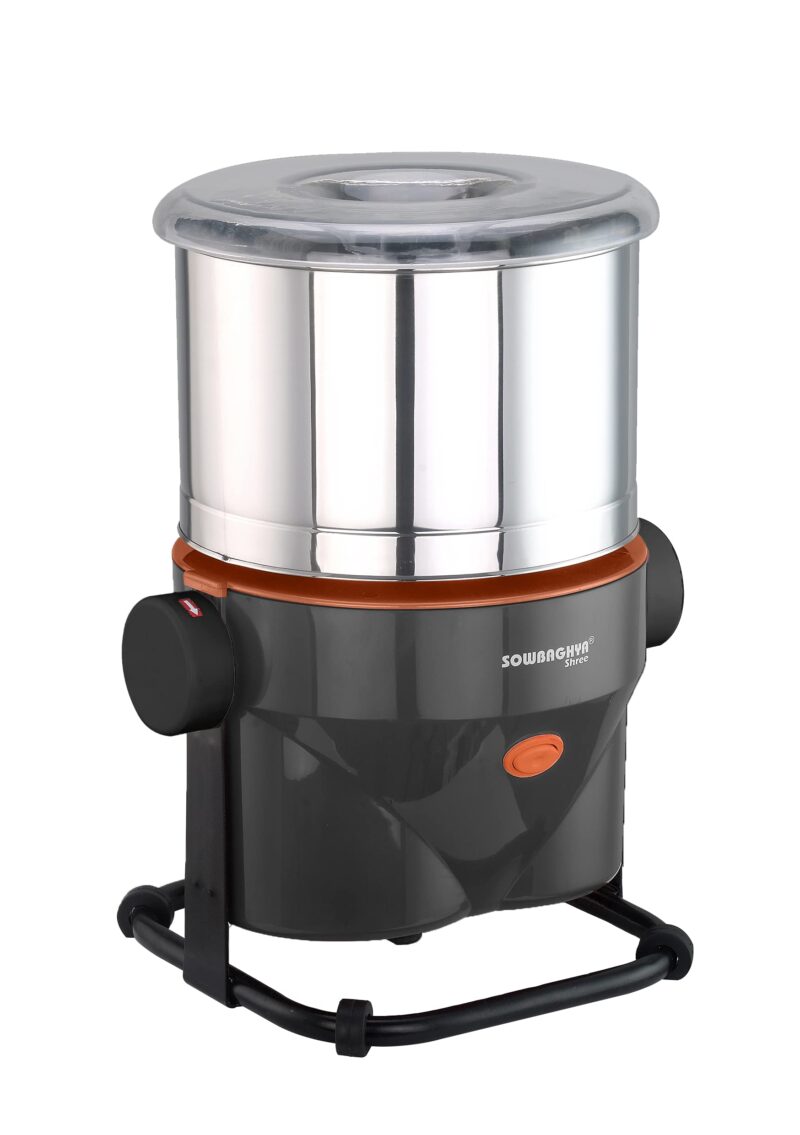 SOWBAGHYA Plastic Shree 2 Ltr Wet Grinder (Tilting Model) (With Attachments) Table Top Wet Grinder | Heavy Duty Motor | 2Ltr Wet Grinder For All Kinds Of Batter For South Indian Dishes (Grey) - Image 5