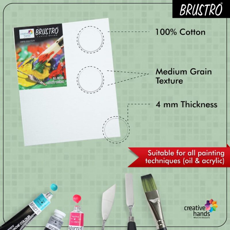 Brustro Artists' Canvas Board Medium Grain 18"x24" (Pack of 4)