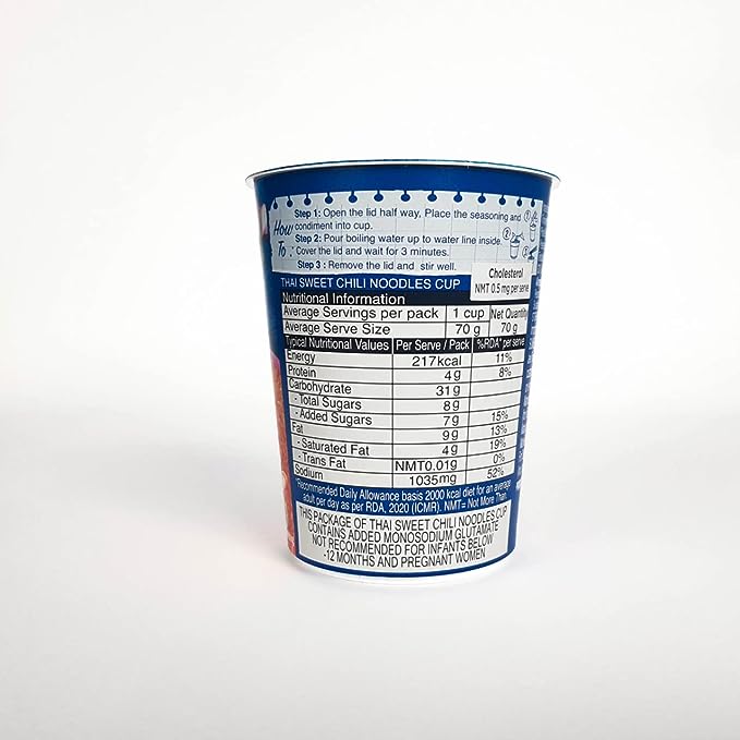 Blue Dragon Instant Cup Noodle - Thai Sweet Chilli Cup Noodle | Easy to Making | Vegetarian Food | No Preservative & Artificial Colors | Instant Cup Noodle - 70gm - Image 2