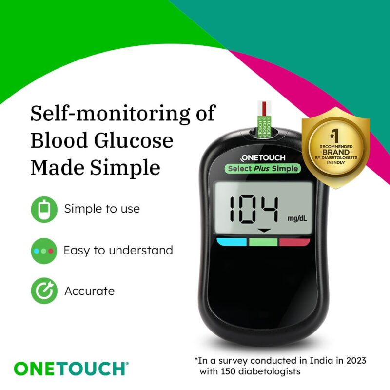 OneTouch Select Plus Simple glucometer machine | Simple & accurate testing of Blood sugar levels at home | Global Iconic Brand | FREE 10 Test Strips + 10 Sterile Lancets + 1 Lancing device - Image 8