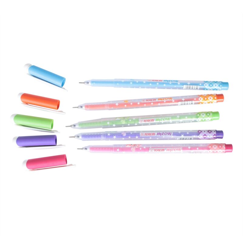 Totem Win Pens Theme of Colourful Cats Meow 0.7 mm Tip for Smooth & Dark Writing Ball Pens for Stylish Girls Cute Pens, School, Office & Business - 100 Pcs (50 Blue Ink & 50 Black Ink) - Image 2
