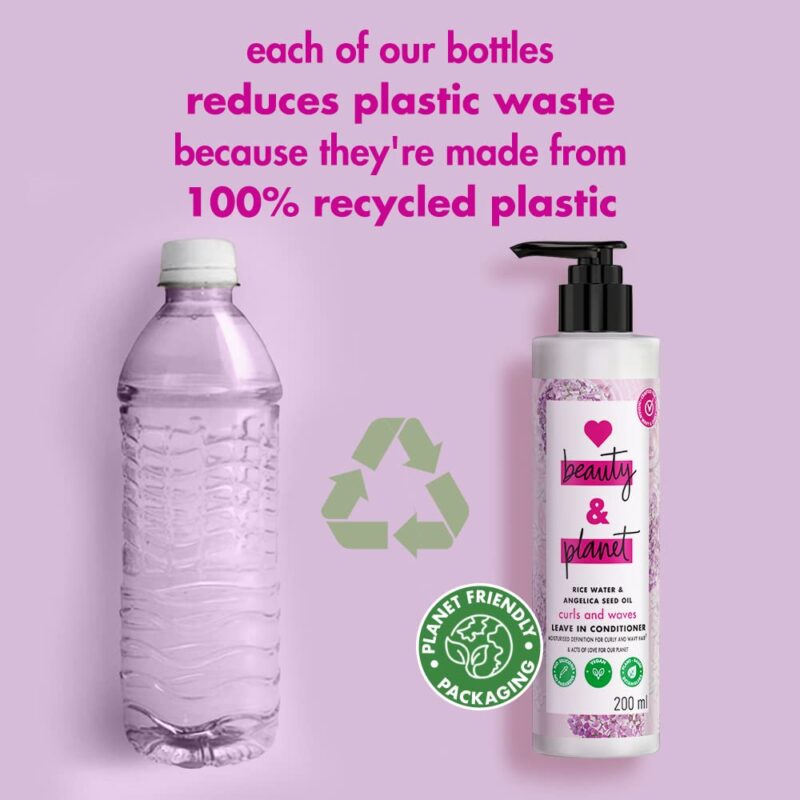 Love Beauty & Planet Love Beauty And Planet Rice Water & Angelica Seed Oil Silicone-Free Curl & Waves Leave-In|| No Parabens|| No Dyes|| Angelica Essential Oil|| Floral, 200Ml, 1 Count - Image 4