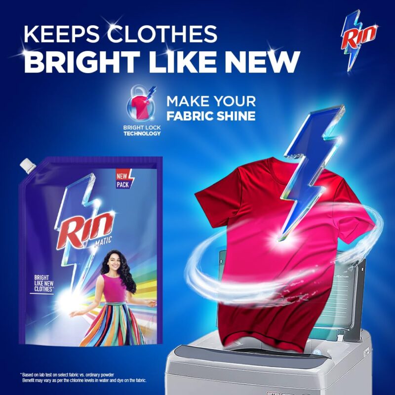 Rin Detergent Liquid Refill 2L Pouch, Designed for Dirt removal in Washing Machine for all kinds of clothes - Super Save Pack (Pack of 2) - Image 5