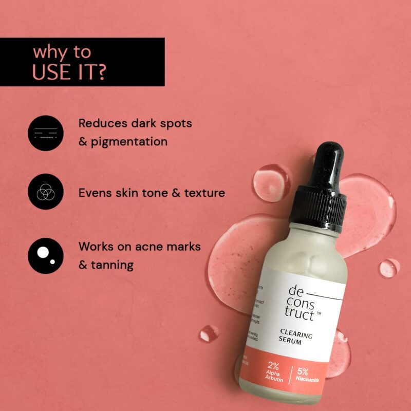 Deconstruct Clearing Serum: 5% Niacinamide Face Serum For Acne&Dark Spots With 2% Alpha Arbutin|Reduces Pigmentation|For Clear,Blemish-Free,Bright Skin|For Women And Men|Beginner Friendly|30 Ml - Image 5