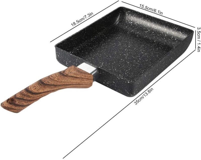 HARI® Omelette Pan, 7.3" X 6” Nonstick Egg Pan Rectangle Egg Frying Pan Japanese Egg Pan Cast Iron Egg Pan Skillet Crepe Pan Mini Frying Pan, Black - Image 7