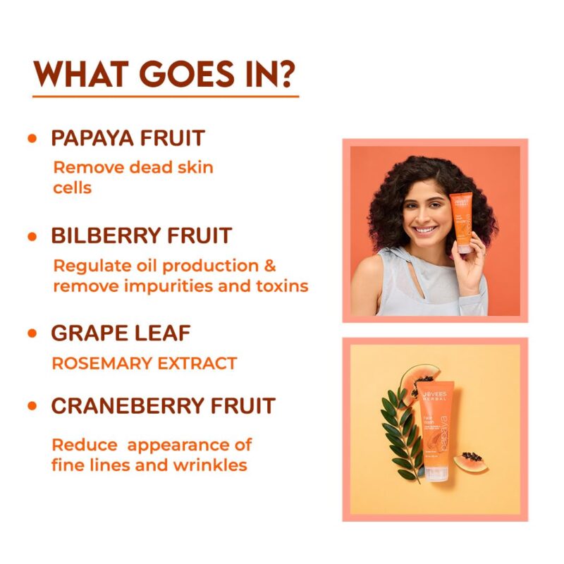 Jovees Herbal Papaya Face Wash For Glowing and Clear Skin with Papaya & Bilberry Ext | Gentle Cleanser For Brightens Skin, Removes Pigmentation & Dark Spots | For All Skin Types - 120ML (pack of 3) - Image 6