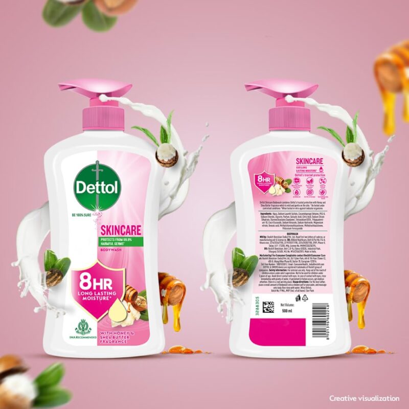 Dettol Body Wash and Shower Gel for Women and Men, Skincare - 500ml each | Soap -Free Bodywash | 8h Moisturization - Image 9