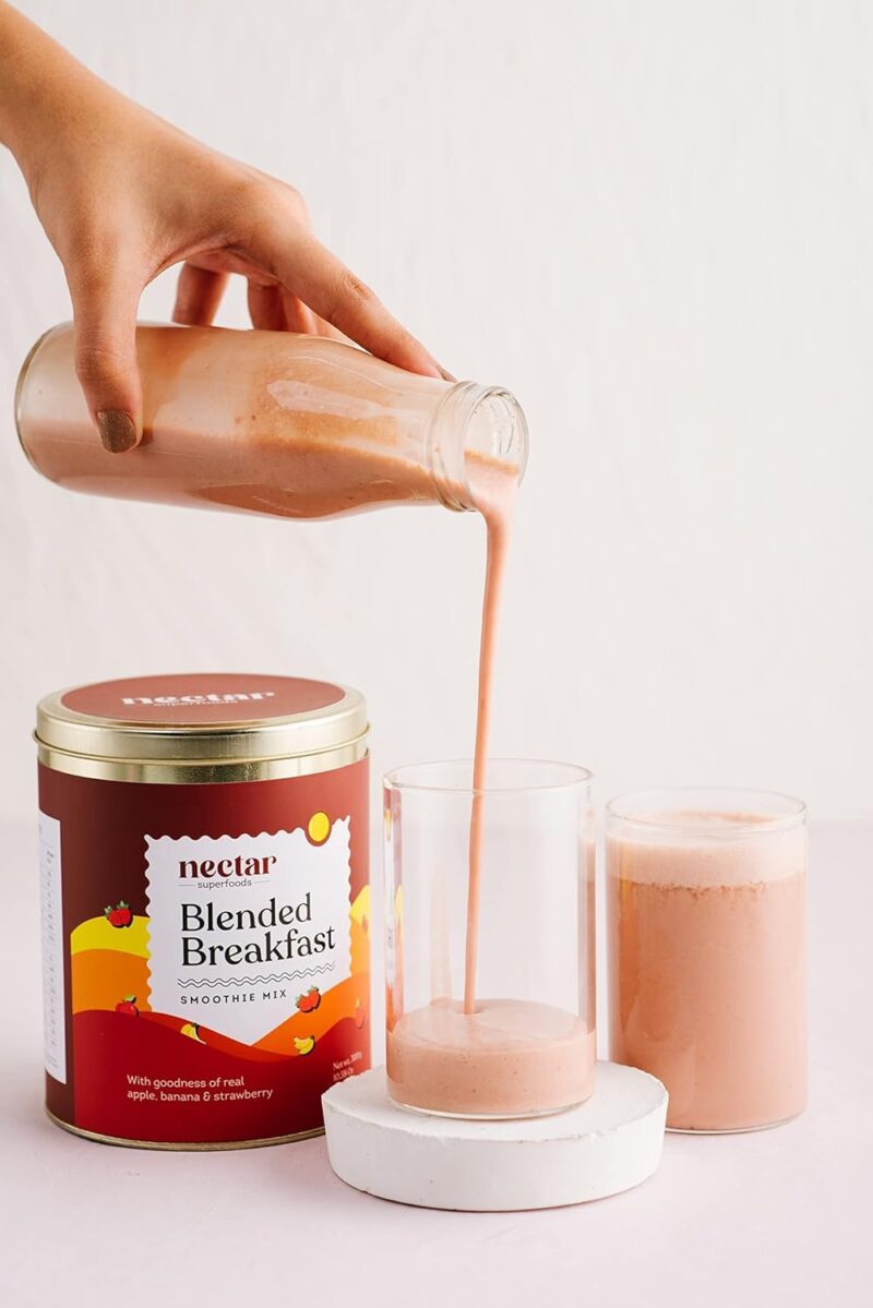 Nectar Superfoods BLENDED BREAKFAST Smoothie Powder - Added 100% Natural Fruit, Strawberry, Apple, Banana Original Fruit Test, Healthy Ingredients for Nutritious Smoothies, Vegan and Convenient - (15gm Sachet Pack) - Image 3