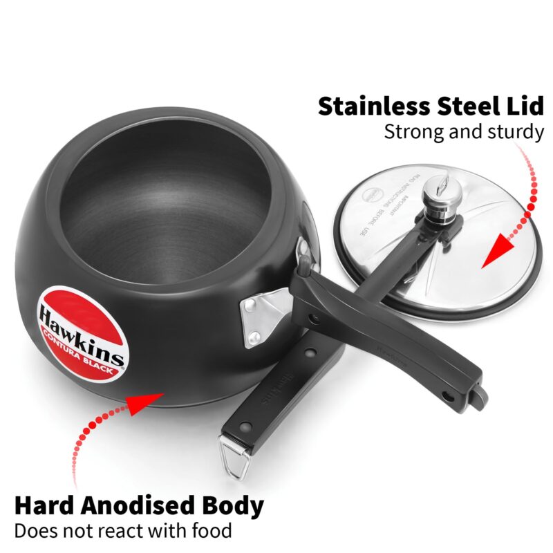Hawkins 3 Litre Contura Black Pressure Cooker, Hard Anodised Inner Lid Cooker, Handi Cooker, Black (CB30) - Image 11