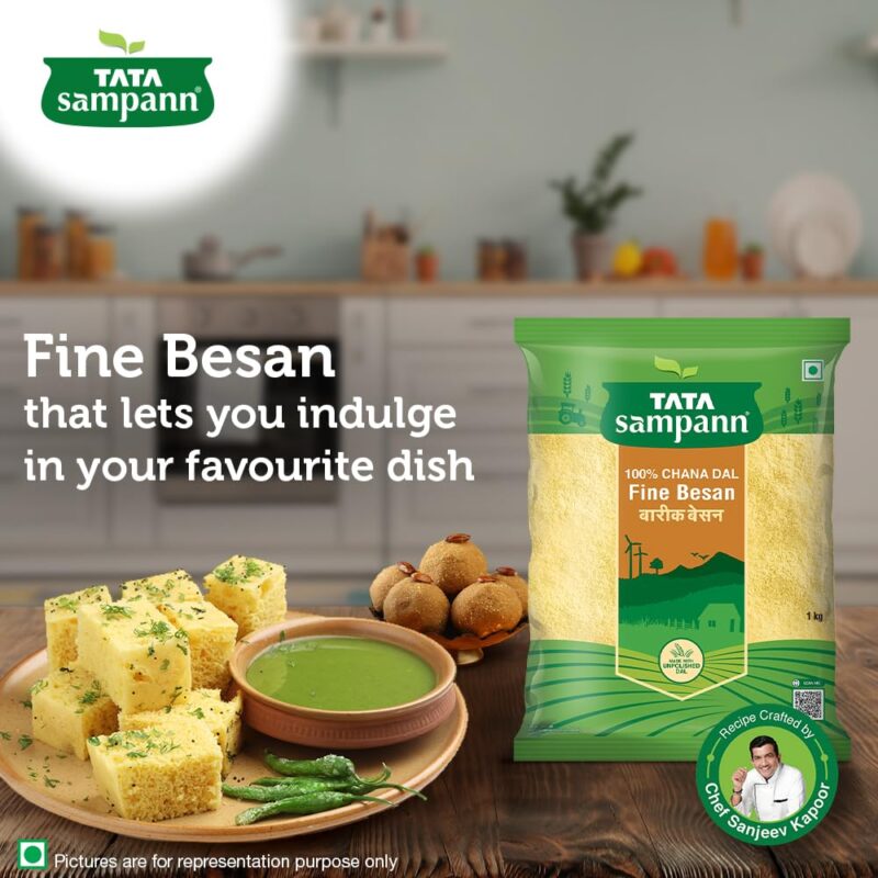 Tata Sampann 100% Chana Dal Fine Besan, Gram Flour, 1 Kg - Image 3