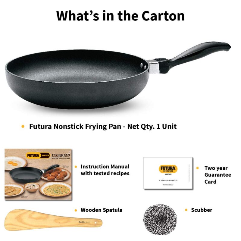 Hawkins Futura 24 cm Frying Pan, Non Stick Fry Pan, Rounded Side Frypan for Easy Stirring, Black (NF24R) - Image 2