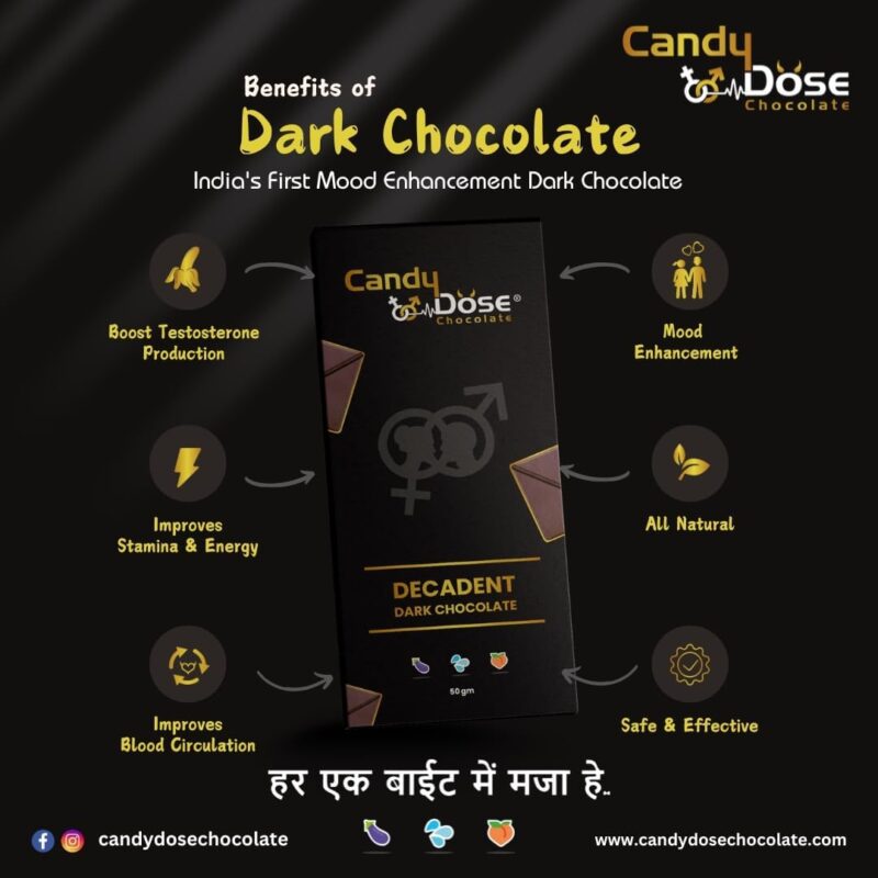 Candy Dose Chocolate Candy Dose Decadent Dark Chocolate – Mood Enhancement Chocolate for Couples & Romantic Moments (50g) (Pack of 1) - Image 6