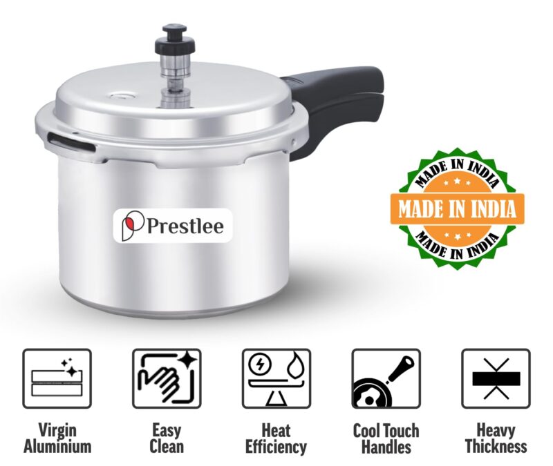 Prestlee Aluminium 3 Litres Pressure Cooker | Outer Lid | Faster & Healthy Cooking | Gas Stove Compatible | ISI Certified | 5 Years Manufacturer's Warranty | Silver - Image 5