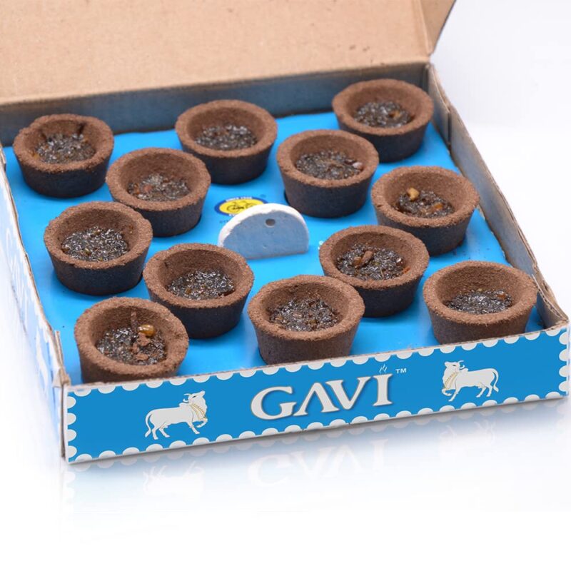 Cycle Pure Gavi Cow Dung Sambrani Dhoop Cups for Pooja (36 pcs) | Havan Cups for Pooja, Home & Festivals | Guggal/Loban Dhoop Original | Cow Dung Dhoop | Pack of 3 (12 Cups/pack + 1 burner plate/pack) - Image 2