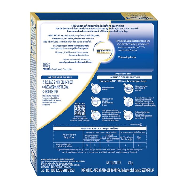 NAN Pro Stage 4 Follow-Up Formula Milk Powder For Babies (After 18 Months), With Dha-Ara, 400G Bag-In-Box Pack, Infant - Image 9