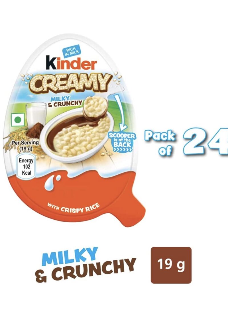 Kinder Creamy Pack Of 24 Milky and Cocoa Chocolate with Extruded Rice, 456 Grams - Image 5