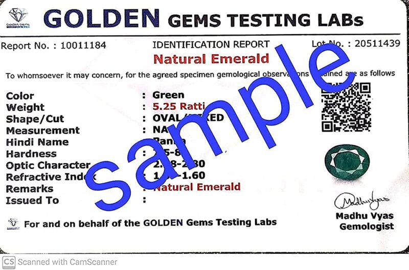 SIDHGEMS AA++ Quality Colombian Emerald Stone Original 6.25 Ratti / 5.62 Carat Unheated Lab Certified Loose Precious Panna Gemstone - Image 2