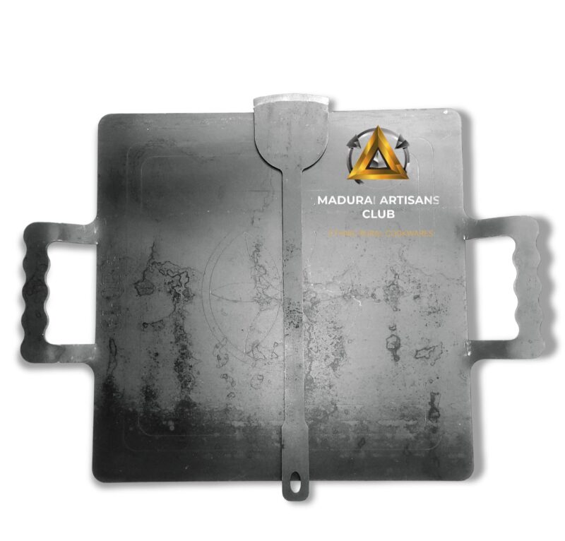 Madurai ARTISANS Club - Traditional Iron Made Pathri Tawa, 12 Inch Square, Double Handle, for Making Dosa, Roti, Chapati and Frying, Black Color (Square PATHRI TAWA) - Image 4