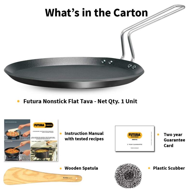 Hawkins Futura Induction Compatible Nonstick Flat Tava 30 cm, 4.88 mm (Black) - Image 2