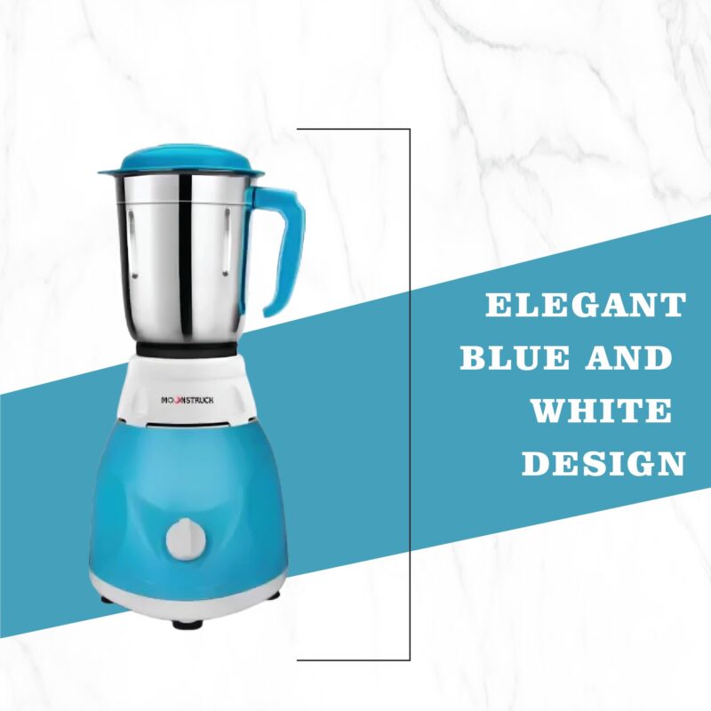 Moonstruck By Suprimo Blitz Quick Powerful 750W Motor Mixer Grinder, 3 Stainless Steel Jars, Overload Protection, Mixie For Kitchen With Heavy Duty Motor (Blue & White) (3 Jar) 2 Years Warranty - Image 2