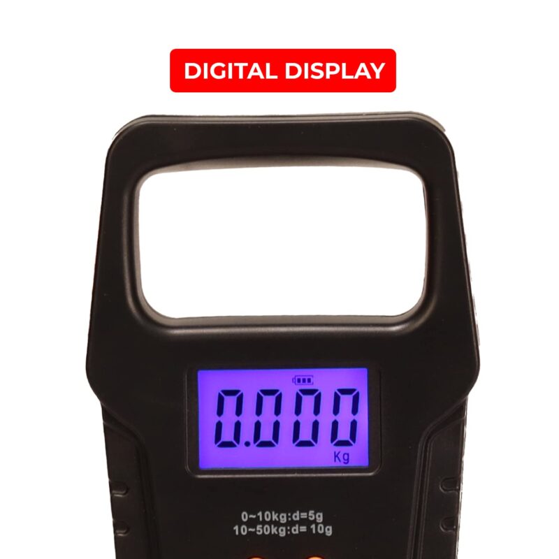 iBELL Rechargeable Weight Machine For Luggage Weighing Scale, Portable, 50 KG, Hook Type with Digital LED Screen & Tare Function, LS510RM (Black) - Image 3