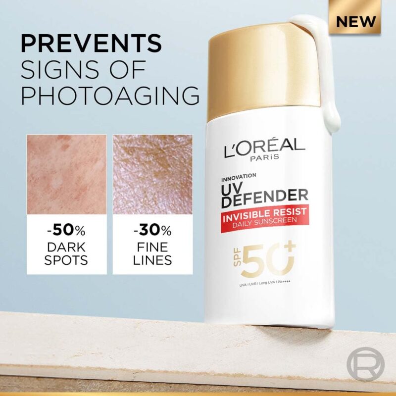 L’Oreal Paris Uv Defender Invisible Resist Daily Sunscreen Spf50+ Pa++++ 50Ml | Lightweight, Waterproof, Sweatproof & Protects From Pollution & Dust - Image 6