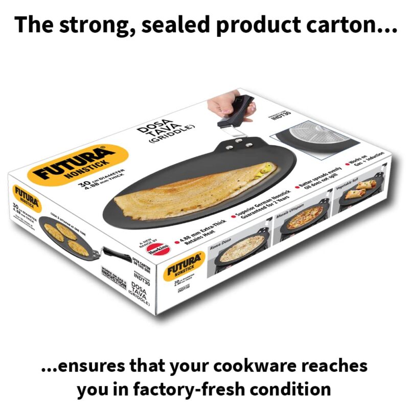 Hawkins Futura 30 cm Dosa Tava, Non Stick Dosa Tawa, Induction Dosa Tawa, Black (INDT30) - Image 3