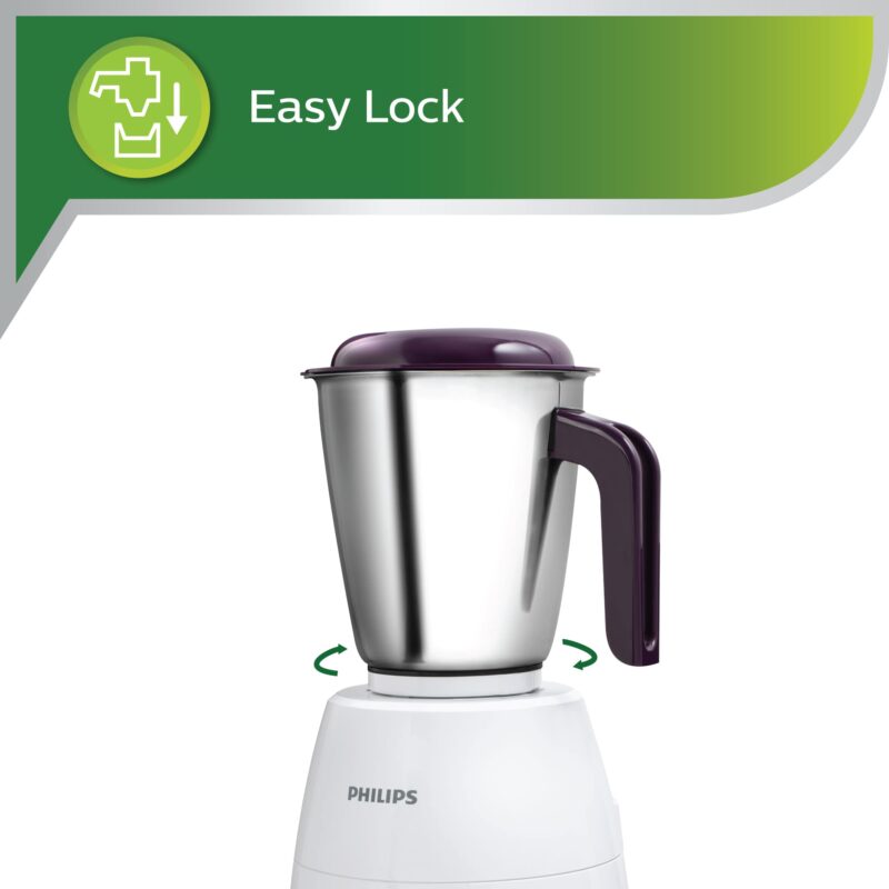 PHILIPS HL7505 500W Mixer Grinder (White and Purple) - Image 2