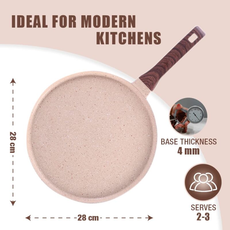 Wonderchef Duralife Die-cast 28 cm Dosa Tawa | 5 Layer Healthy Duramax Non-Stick Coating | Soft Touch Handle | Pure Grade Aluminium | PFOA Free | 2 Year Warranty Ivory - Image 5