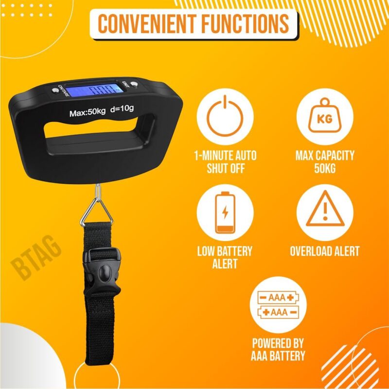 Btag Electronic Portable Digital LED Screen Luggage Weighing Scale, 50 kg/110 Lb For Multi-Purpose Use. Pack of 1 (A09) - Image 2