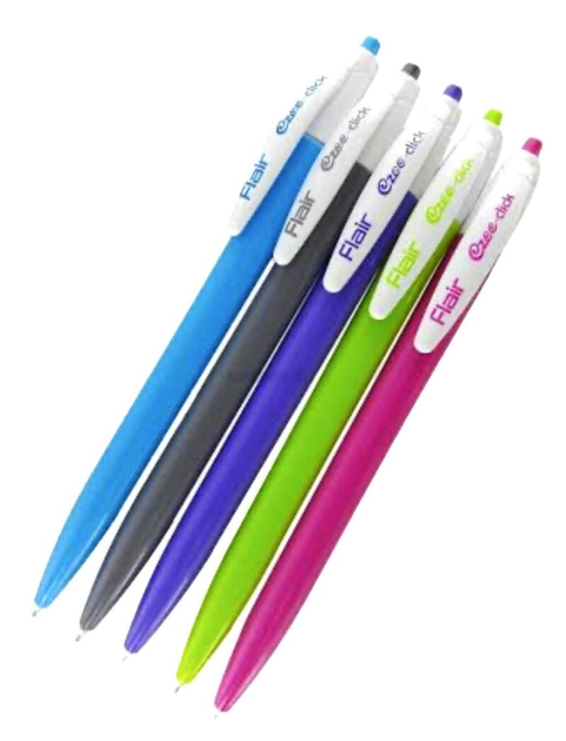 Flair 0.7mm to 1mm Ezee Click Blue Ball Pen 5 Pcs Pouch - Blue Ink - Image 2
