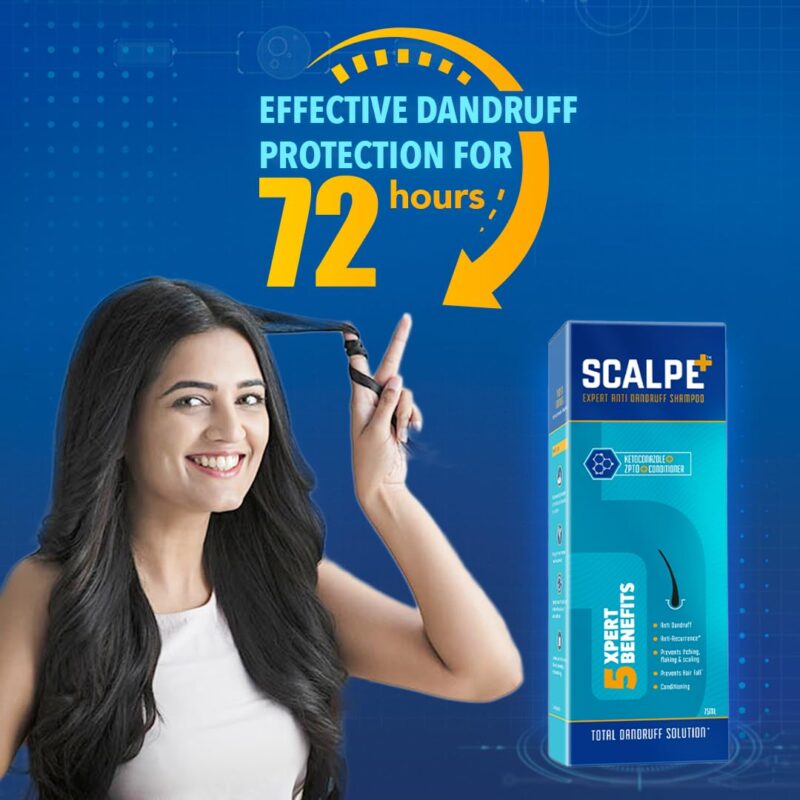 Scalpe+ Expert - Bottle of 75ml Anti Dandruff Shampoo for Men and Women with Ketoconazole and ZPTO - Image 4