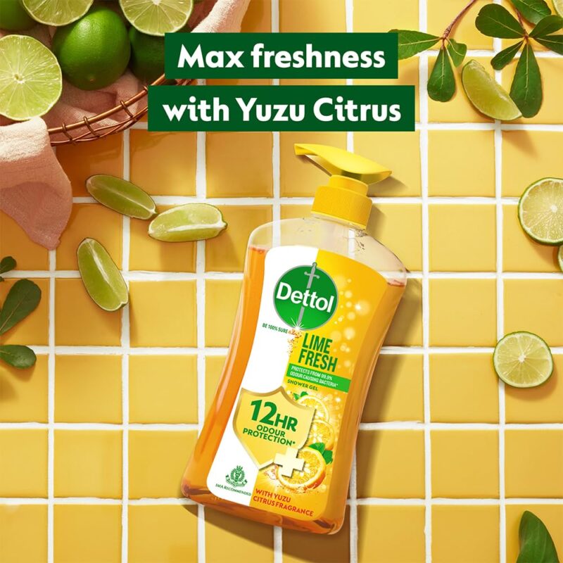 Dettol Body Wash and Shower Gel for Women and Men, Lime Fresh - 500ml With 450ml Refill | Soap-Free Bodywash | 12h Odour Protection - Image 7