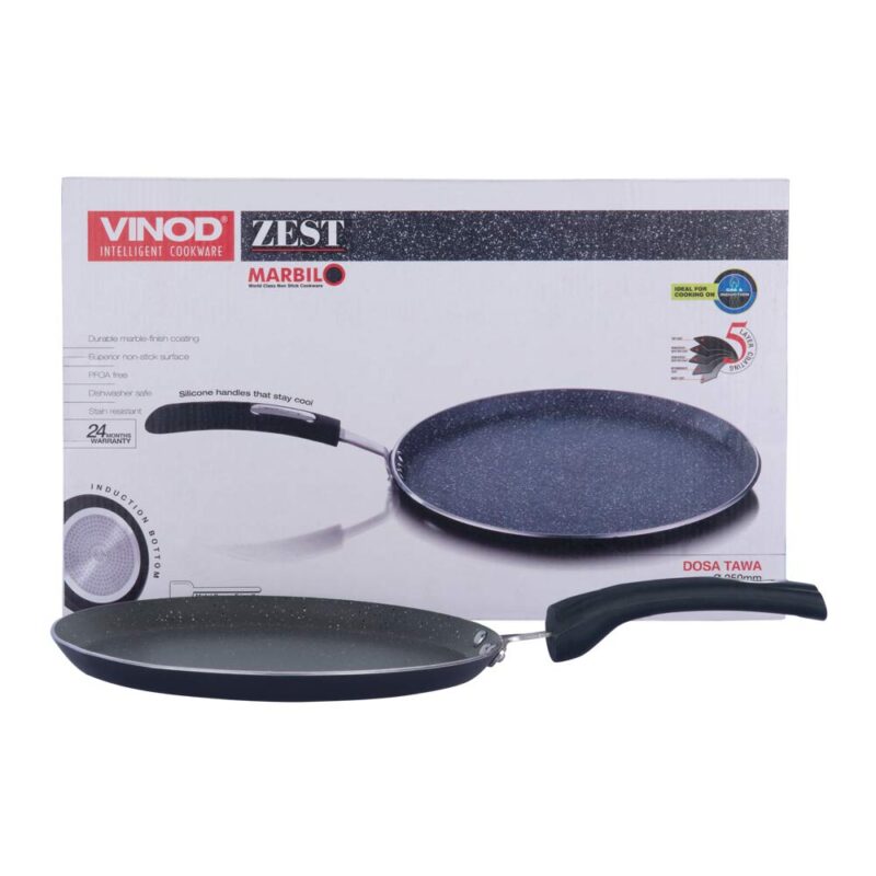 Vinod Cookware Aluminium Zest Marbilo Dosa Tawa, 25cm, Black - Image 2