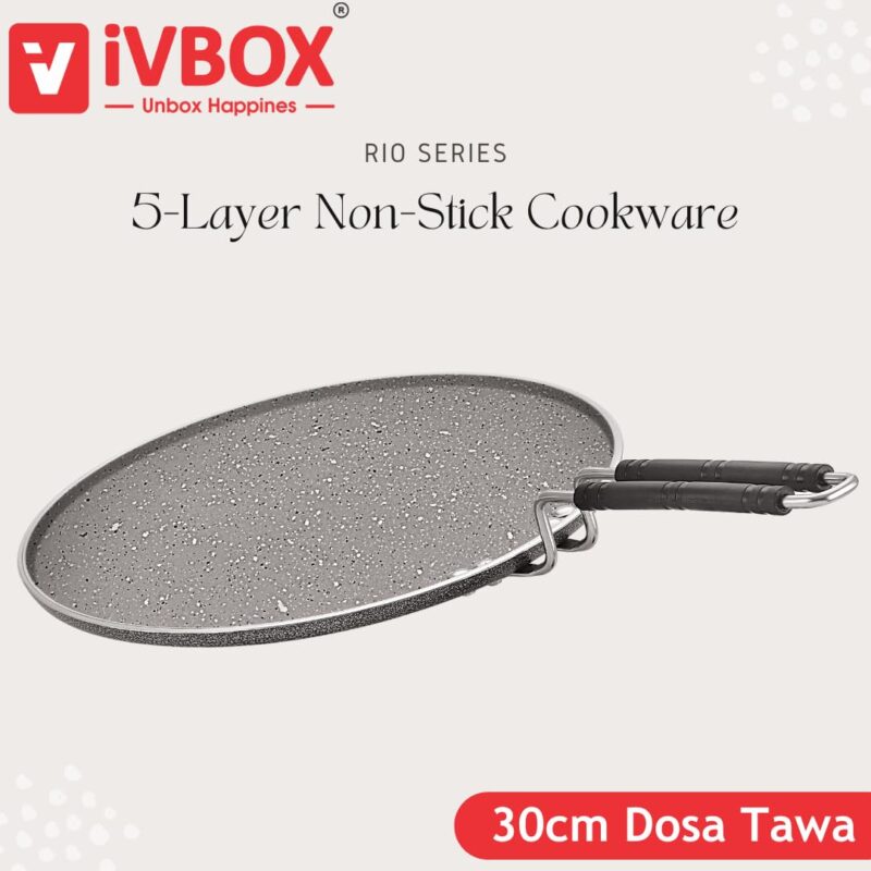 ivbox Rio-Marble Induction Base 300mm Non-Stick Multi-Purpose Aluminium Tawa, Grey (30cm, Induction and Gas Stove Compatible) - Image 3