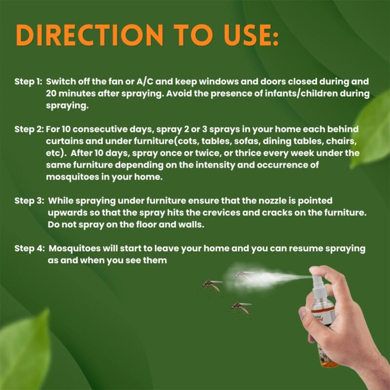 Herbal Strategi Mosquito Repellent Room Spray - 100ml (Pack of 2) | Effective against mosquitoes causing Dengue Zika Chikungunya | 100% Herbal and Chemical free | Baby and Pet safe | Ayush certified - Image 2