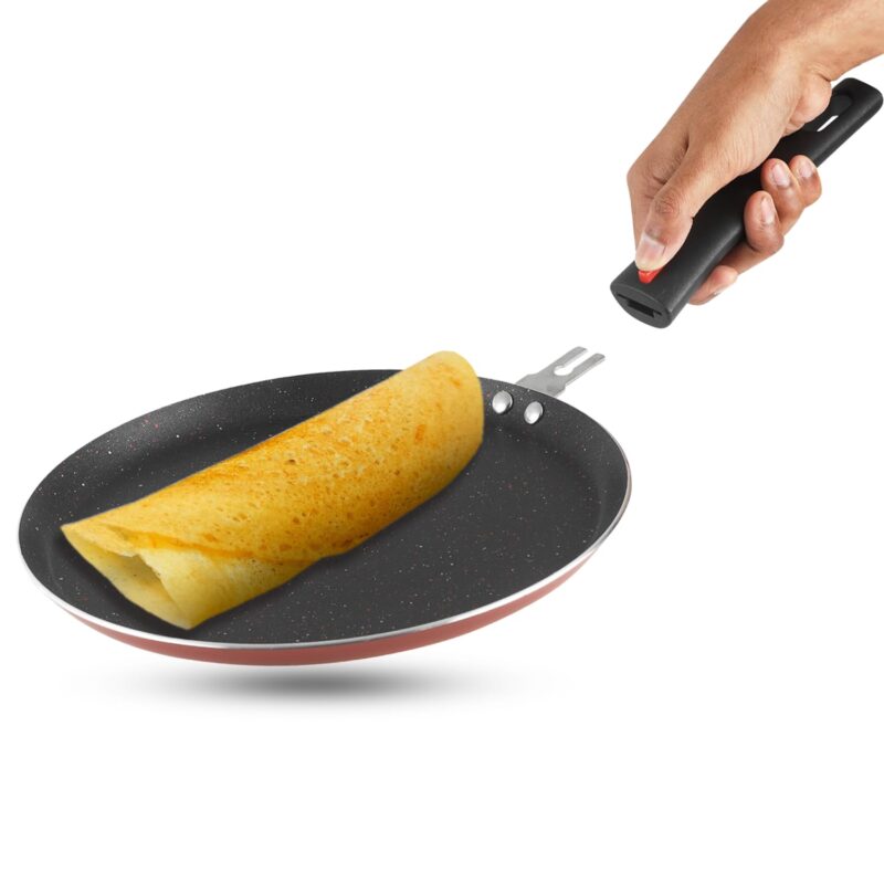 Vinod Popular Aluminium Non Stick Dosa Tawa with Detachable, Removeable Handles - 28 cm / 3 mm Thick/Compact Storage/Toxin Free/Long Lasting/Induction Base - 2 Year Warranty - Image 10