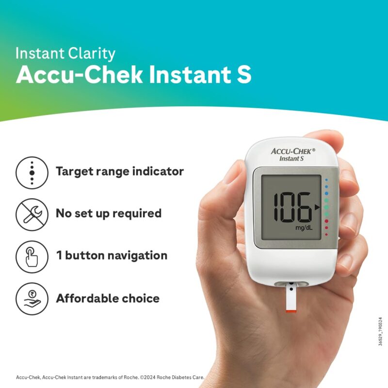 Accu-Chek Instant S Blood Glucose Glucometer Kit with Vial of 10 Strips, 10 Lancets and a Lancing Device Free for Accurate Blood Sugar Testing - Image 6