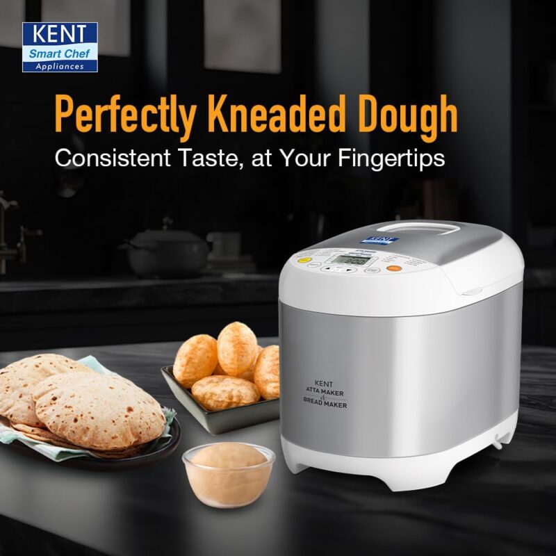 Kent Atta and Bread Maker for Home, Fully Automatic With 19 Pre-set Menu, 550w 16010 (Steel Grey) - Image 7