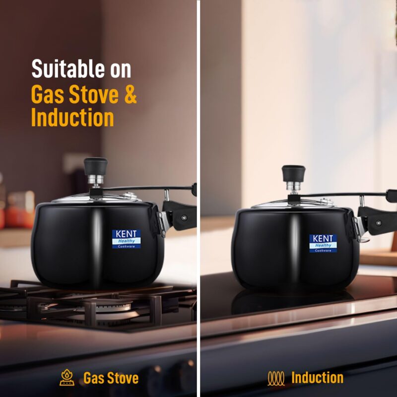 KENT Hard Anodised Cooker With Ss Inner Lid | 3 Litre | Suitable For Induction | 5 Years Warranty | Black - Image 5